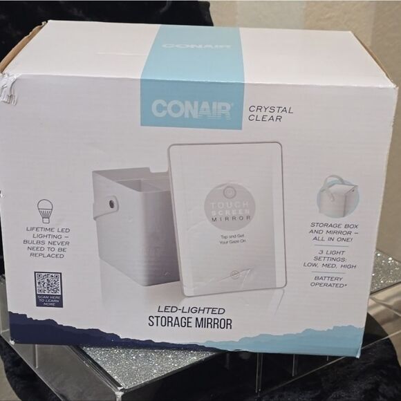 Conair LED-Lighted Storage Vanity Touchscreen Mirror- White - Picture 10 of 12